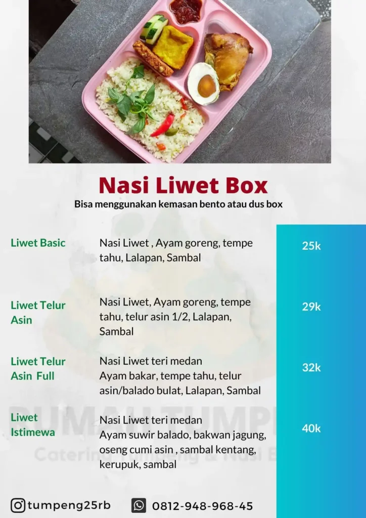 menu nasi liwet bento nasi box