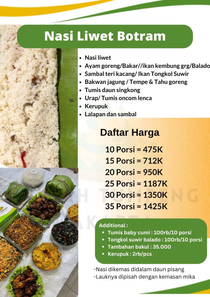 Daftar harga menu nasi liwet botram