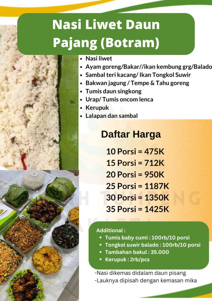 Daftar harga menu nasi liwet daun panjang