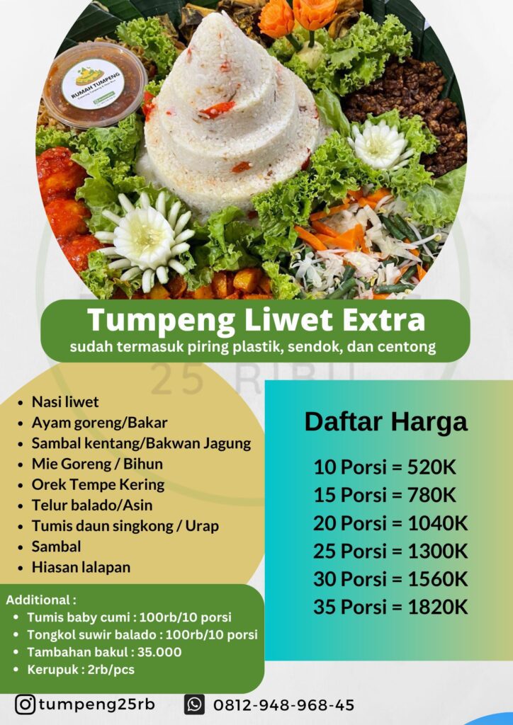 Daftar harga menu nasi tumpeng liwet