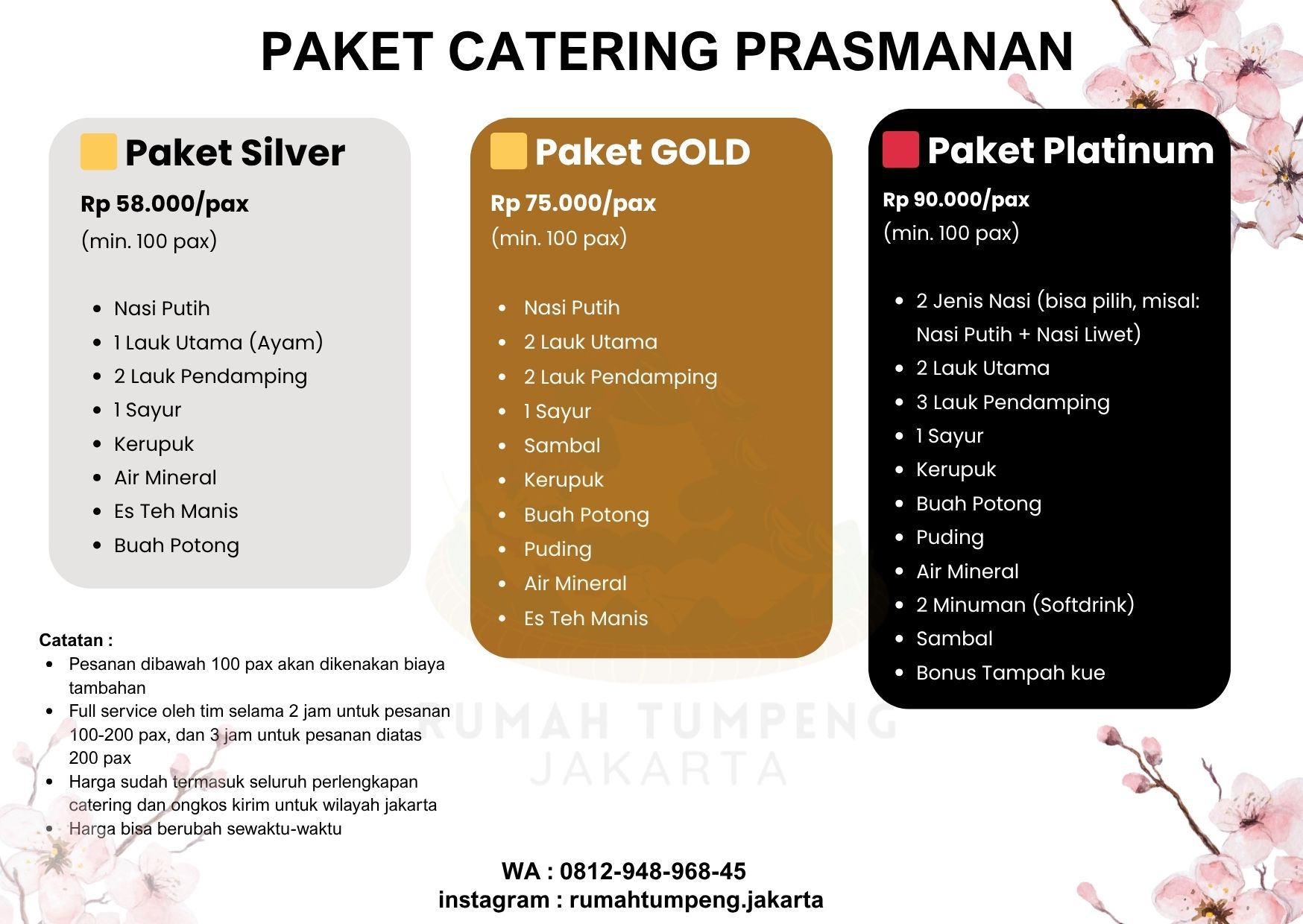 Daftar menu paket prasmanan